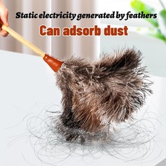 16inch Natural Good Ostrich Feather Duster with Handle, Electrostatic Dust Re…