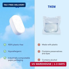 BLUELAND 100% Plastic-Free Dishwasher Detergent Tablets, 60 Count, Free & Clear,