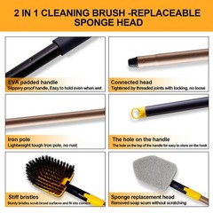 Yocada Tub Tile Scrubber Brush 2 in 1 Cleaning Brush 4*Scouring Pads 58.2 Inc…
