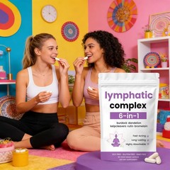 6-in-1 Lymphatic Complex Drainage Supplement Dandelion Burdock Bromelain