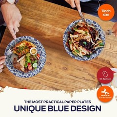 Heavy-Duty Disposable Small Round Paper Dishes | Microwave-Safe, Oil, Water &