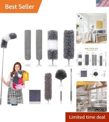 Extendable 30-100 Inch Microfiber Duster Kit – Ideal for High Ceilings & Blinds