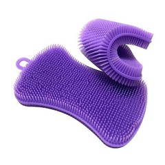 (US STOCK) 4PCS Mix Color Kitchen Cleaning Silicone Brush Pot Sponge Scrubber