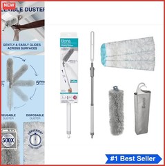 Dusting System Extendable Handle 6FT Microfiber Dusters Kit Reusable Disposable