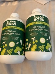 2 Bottles Clean Boss Triple-Action Fruit + Veggie Wash 12oz Eat Cleaner Natural