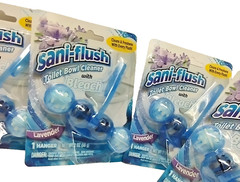 ( Lot 4 ) Sani-Flush Toilet Bowl Cleaner Lavender w/Bleach 4Balls Hanger 2 Oz Ea