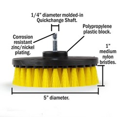 5 Piece Soft, Medium and Stiff Power Scrubbing Brush with 6 Inch Size Extende…