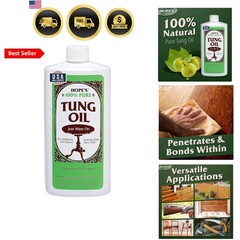 100% Pure Tung Oil, Food Safe, Waterproof Natural Wood Finish and Sealer for…