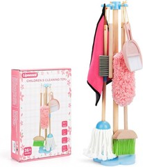 Kids Cleaning Set Wooden Toddler Broom Mop Playhouse Housekeeping Toy for Ages 3