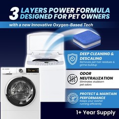 Washing Machine Cleaner Pro Tablets for Pet Owners – 28 Pack, Front & Top Loa…