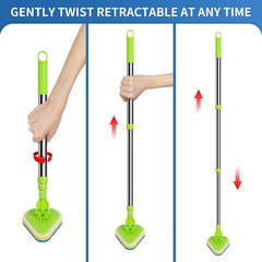 2 in 1 Scrub Cleaning Brush with 37” Long Extendable Handle,1 Stiff Bristle and