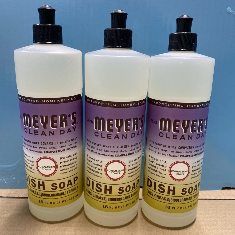 3Pack Of Mrs. Meyer’s Clean Day Compassion Flower Scent Liquid Dish Soap 16oz