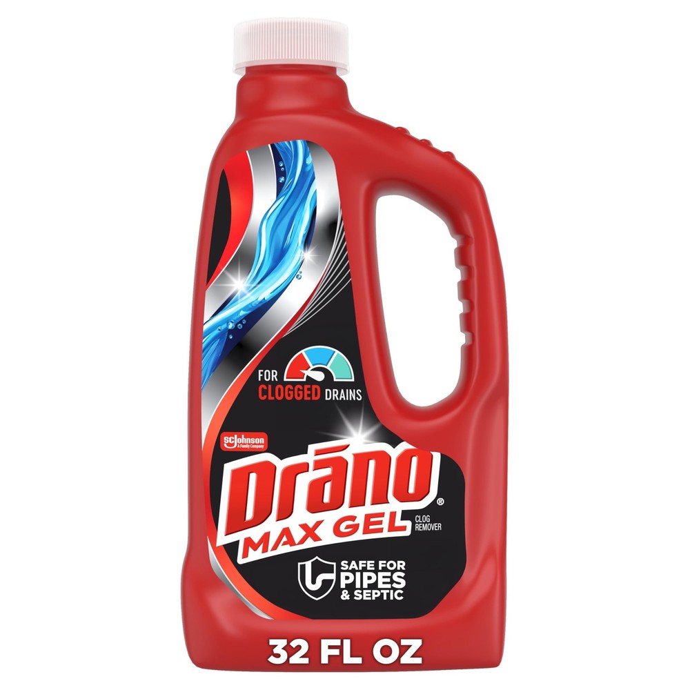 Max Gel Drain Clog Remover & Cleaner, Fast-Acting to Unclog Standing Water 32 oz