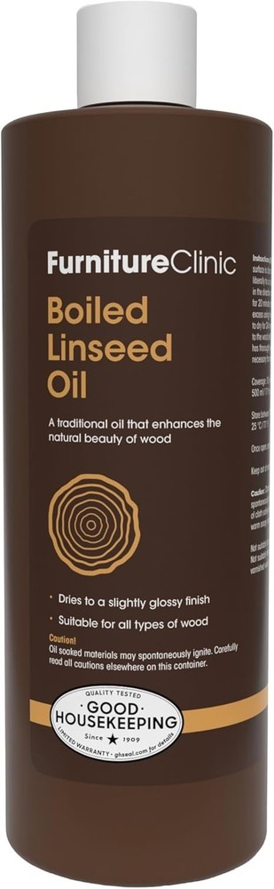 17 Fl Oz Boiled Linseed Oil for Restoring Wood, Stone & Metal – Glossy Finish