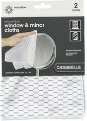 Casabella Lint-Free Microfiber Glass and Mirror Cleaning Cloths, White/Black (Se