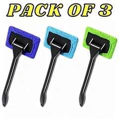 3 Pack Window Windshield Cleaning Tools Microfiber Car Wiper Cleaner Glass Brush