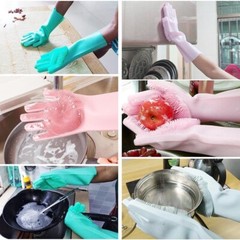 HOMZEE Reusable Silicone Magic Dish Washing kitchen Cleaning-Scrubbing Gloves