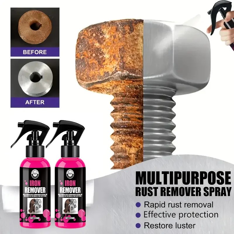 All-Purpose Rust Remover Spray 120ML Fast-Acting Iron Oxidation Eliminator