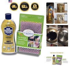 Soft Cleanser Liquid 13 OZ and Non Scratch Scouring Scrubber Kit | Multipurpo…