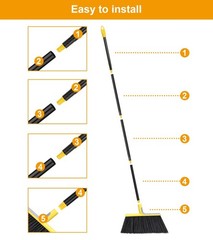 4 Pack Heavy-Duty Outdoor Brooms with 58″ Handle for Indoor/Outdoor Cleaning