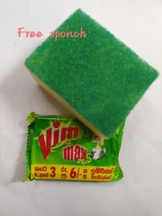 VIM DISHWASH Lemon Bar Plate Full Cleaner Kitchen Soap & Free Sponch 100g