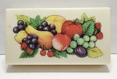 VINTAGE FULLER BRUSH Delux Table Tidy Hand Held Crumb Catcher Fruit Pattern