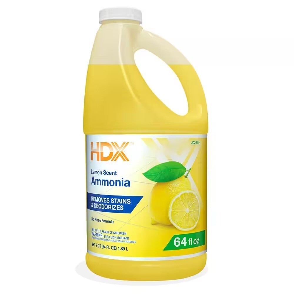 4 Pack HDX 64oz. Concentrated Lemon Ammonia All Purpose Cleaner No Rinse Formula