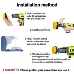 Drill Brush Set Power Scrubber Drill Attachments For Carpet Tile Grout Cleaning
