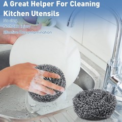 72 Pcs Stainless Steel Scrubbers – Heavy-Duty Scouring Pads for Dishes, Pots, St
