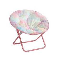Rainbow Faux Fur Folding Saucer Chair for Kids, Cozy Bedroom & Playroom Accen…
