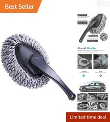 Versatile Car Cleaning Dust Brush – Soft Microfiber, Machine Washable, Gray