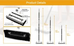 3 in 1 Floor Scrub Brush with Long Handle 55″ Push Broom Stiff Bristle Scrubber