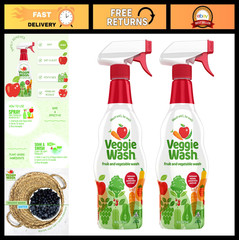 Fruit & Vegetable Wash – 16oz Pack of 2 | Plant-Derived, Vegan, Kosher, Unscente