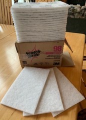 (20) ea 3M Scotch-Brite # 98 6″ x 9″ White Light Duty Cleaning Scrubbing Pad
