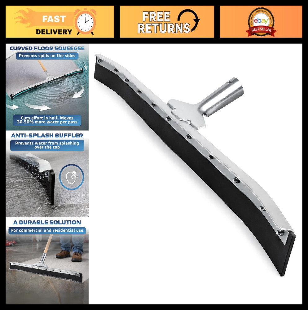 36″ Curved Floor Squeegee – Rubber Blade for Garage, Tiles, Concrete & Asphalt