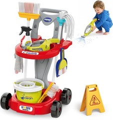 Toddler Cleaning Toy Set Kids Pretend Play Educational Kit with 2-in-1 Toy