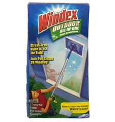Windex Outdoor All-In-One Glass Cleaning Tool Kit With Handle Pads 2010 Open Box