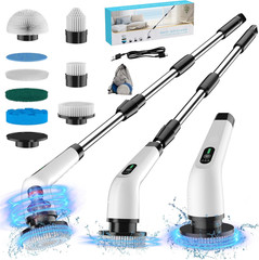 Electric Spin Scrubber – 120Min Cordless Shower Bathroom Cleaner with 8 Brush He