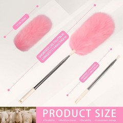 Extendable Lambswool Duster Stainless Steel Handle 133″ Removable Feather Dus…
