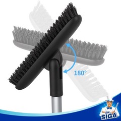 MR SIGA Heavy Duty Grout Scrub Brush with Long Handle Shower Floor Scrubber for