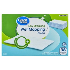 Great Value Low Streaking Wet Mopping Cloths, 38 Count