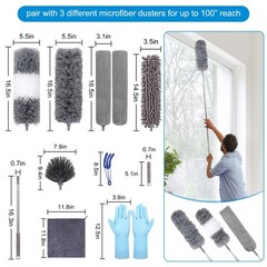 Microfiber Extendable Feather Duster (11pcs) with 100″ Extension Pole, Washab…