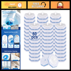 60pcs Toilet Cleaner Refill Pads, 3-Layer Scrubber Refills, Strong Foam, Safe fo