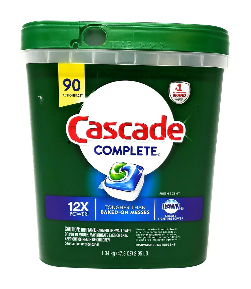 Cascade Complete Dishwasher Detergent, with Dawn Grease Fighting Power, 90 Fresh