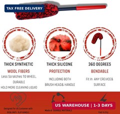 Professional 4 Pack Long Handle Wheel Brush Kit for Cleaning Wheel and Tire- 2X