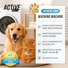 ACTIVE Washing Machine Cleaner for Pet Owners Enzymatic Deep Clean Descaler f…