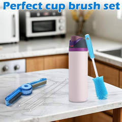 Water Bottle Cleaning Brush Kit, Brush and Straw Cleaner for Owala, 5