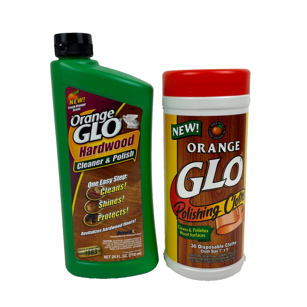 Orange Glo Hardwood Floor Lot Hardwood Cleaner & Polishing Cloths NEW SEALED