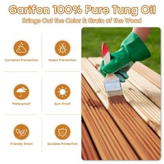 10 OZ Pure Tung Oil for Wood Outdoor/Indoor, Food Grade Sealer, Tung Oil Fini…