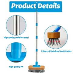 Stainless Steel Deck Scrub Brush with Long Handle – 60″ Heavy Duty Floor Scru…